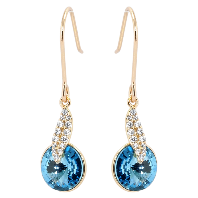 Сережки Xuping колір 18K з кристалами Swarovski французький замок Підвіски з кристалами Aquamarine фото №3
