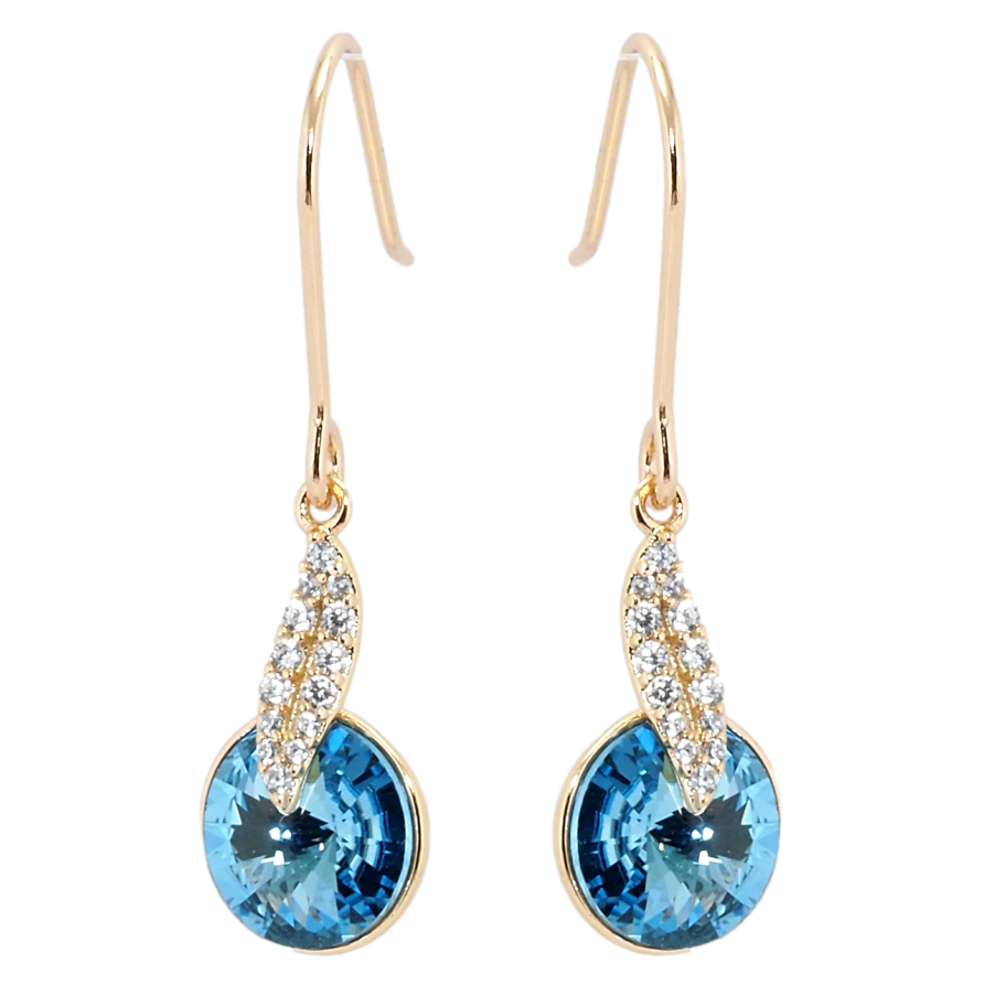 Сережки Xuping колір 18K з кристалами Swarovski французький замок Підвіски з кристалами Aquamarine фото №1