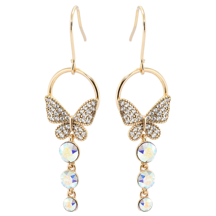 Сережки Xuping колір 18K з кристалами Swarovski французький замок Підвіски метелики з кристалами АВ фото №5