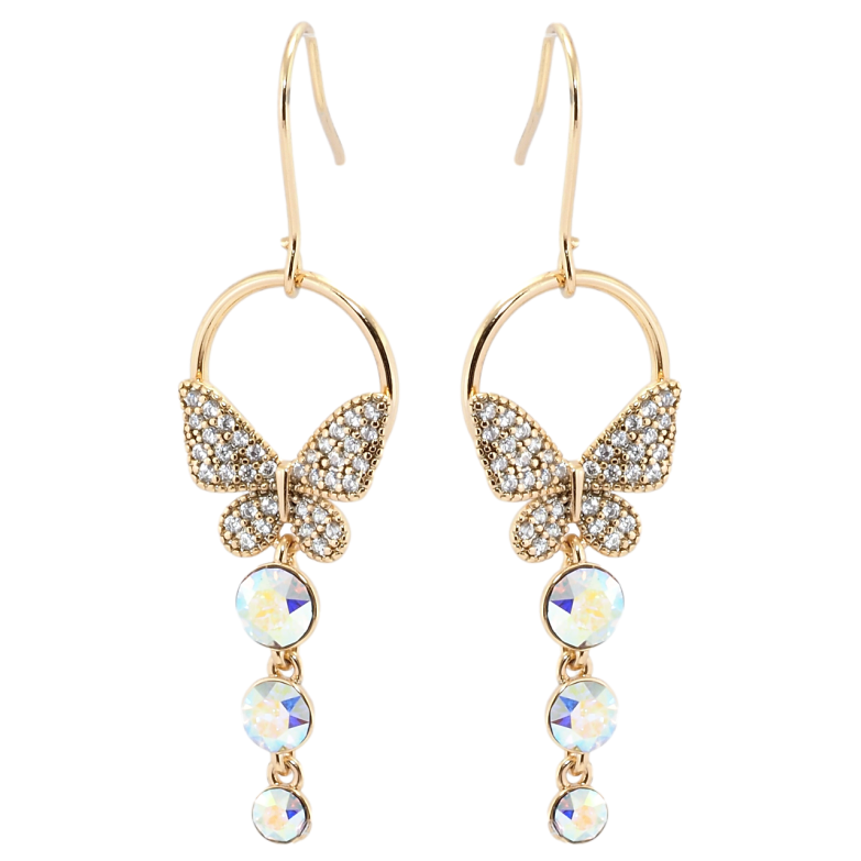 Сережки Xuping колір 18K з кристалами Swarovski французький замок Підвіски метелики з кристалами АВ фото №1