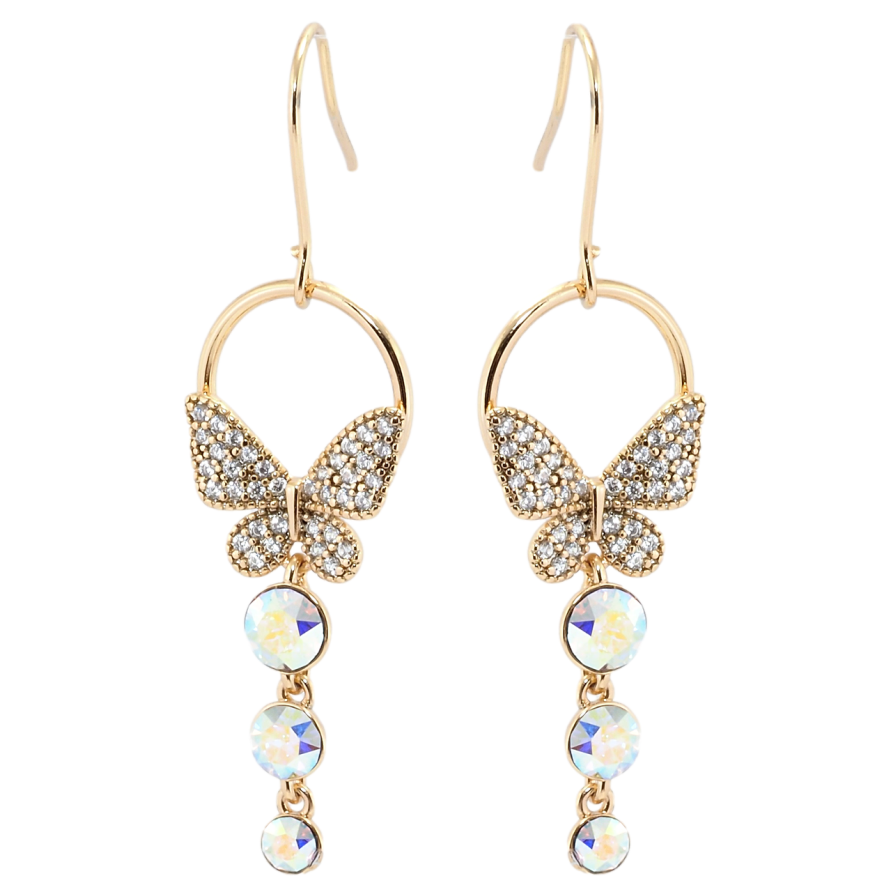 Сережки Xuping колір 18K з кристалами Swarovski французький замок Підвіски метелики з кристалами АВ фото №1
