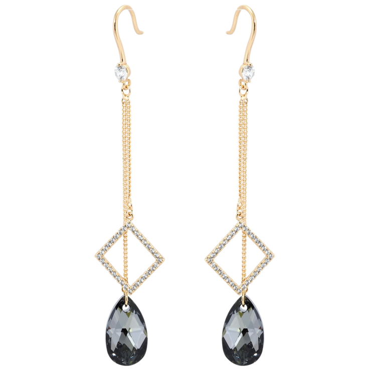 Сережки Xuping колір 18K з кристалами Swarovski французький замок Підвіски з кристалом Graphite фото №13