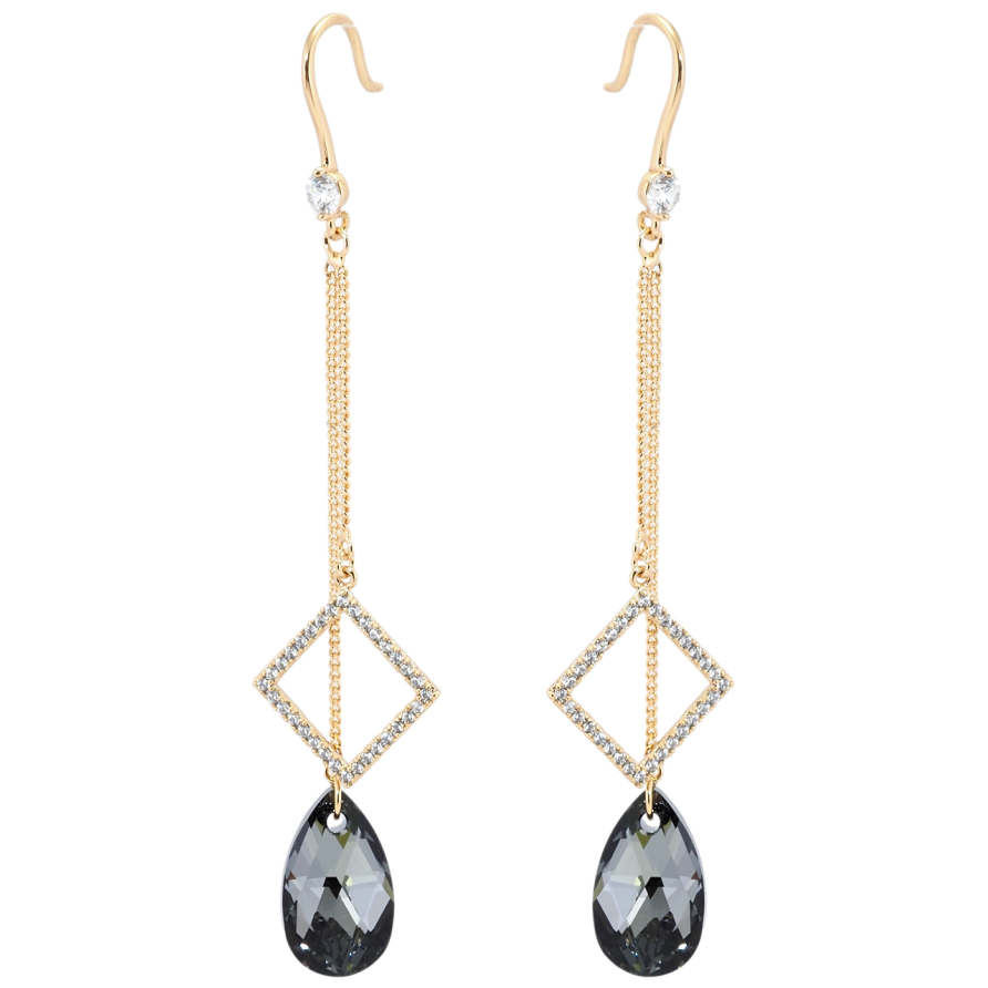 Сережки Xuping колір 18K з кристалами Swarovski французький замок Підвіски з кристалом Graphite фото №1