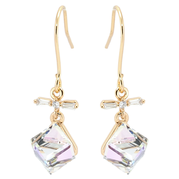 Сережки Xuping колір 18K з кристалами Swarovski французький замок Підвіски з кубиками Lavender фото №17