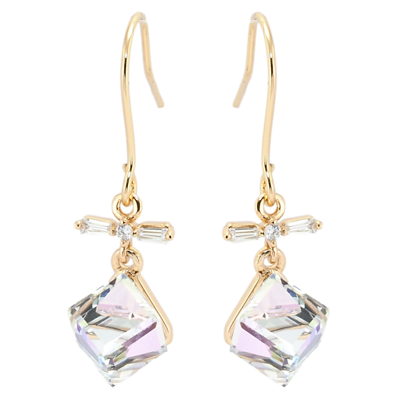 Серьги Xuping цвет 18K с кристаллами Swarovski французский замок Подвески с кубиками Lavender фото №1