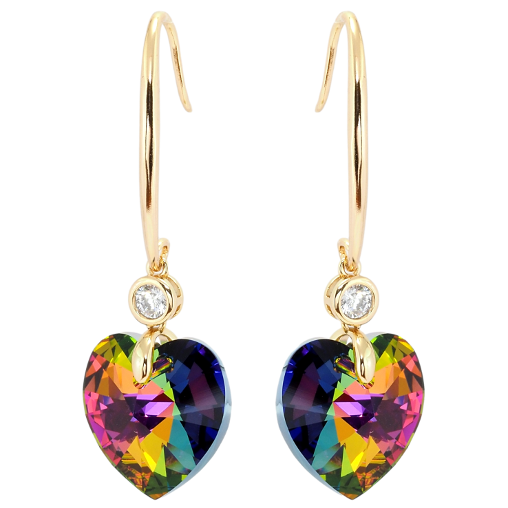 Сережки Xuping колір 18K з кристалами Swarovski французький замок Кристальні серця Vitrail Medium фото №17