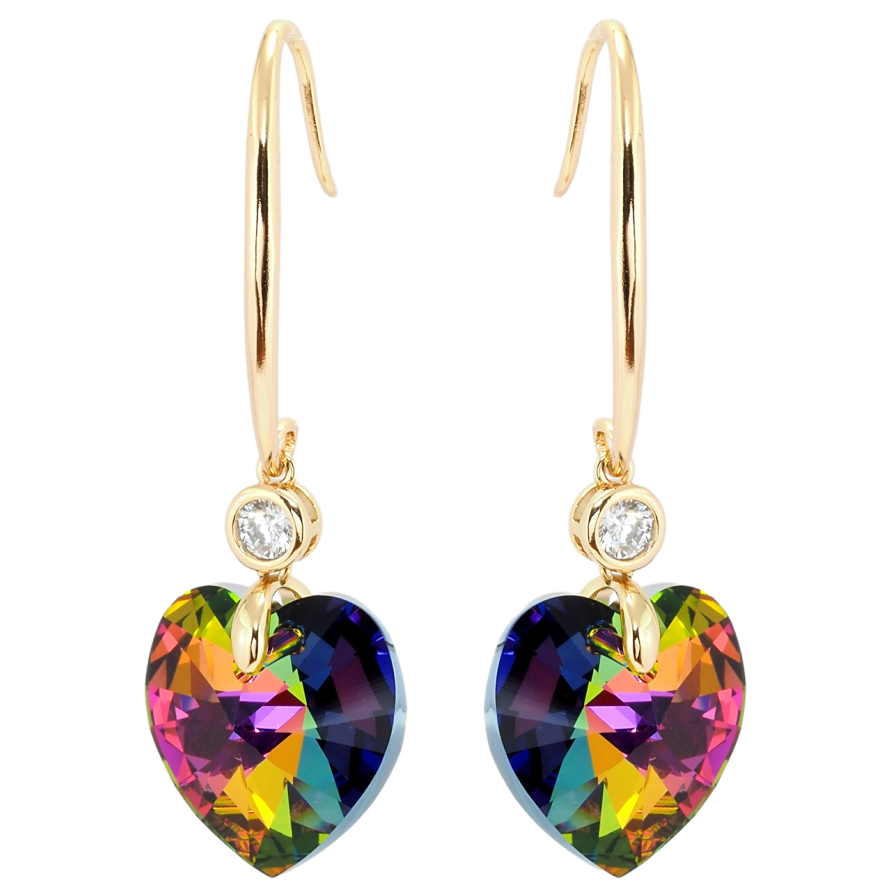 Сережки Xuping колір 18K з кристалами Swarovski французький замок Кристальні серця Vitrail Medium фото №1