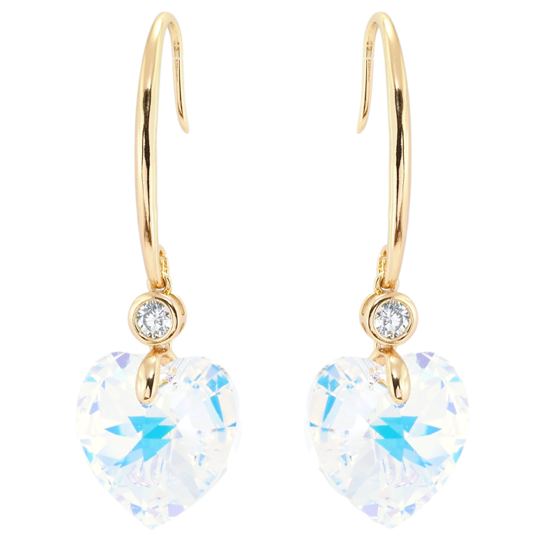 Серьги Xuping цвет 18K с кристаллами Swarovski французский замок Кристальные сердечки Shimmer фото №1