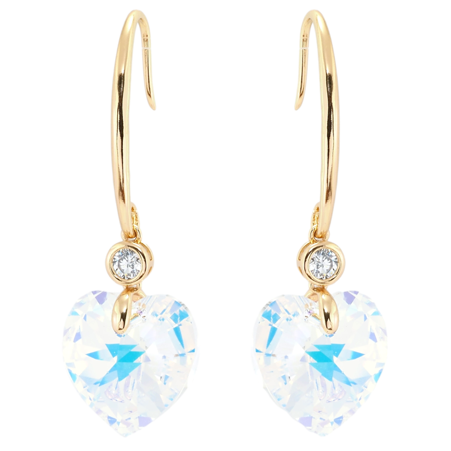 Сережки Xuping колір 18K з кристалами Swarovski французький замок Кристальні серця Shimmer фото №1