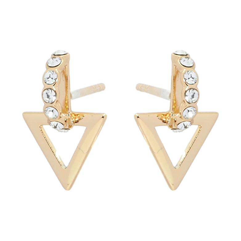 Сережки Xuping колір 18K з кристалами Swarovski пусети Трикутники з кристалами Clear фото №1