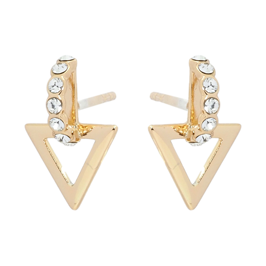 Сережки Xuping колір 18K з кристалами Swarovski пусети Трикутники з кристалами Clear фото №1