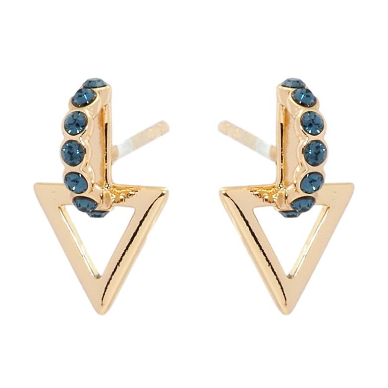 Сережки Xuping колір 18K з кристалами Swarovski пусети Трикутники з кристалами Montana фото №1