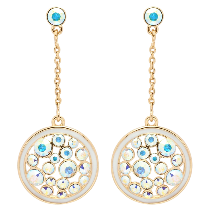 Сережки Xuping колір 18K з кристалами Swarovski пусети Круглі підвіски з кристалами АВ фото №22