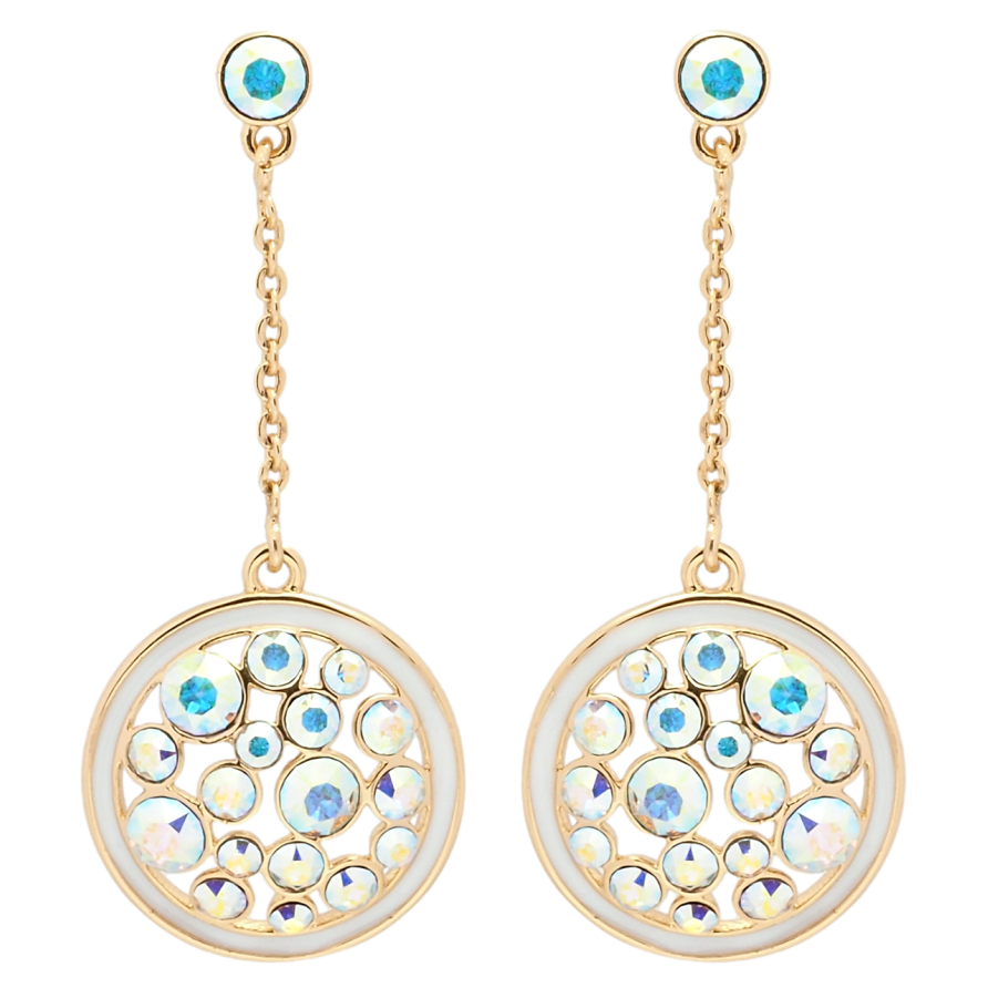 Сережки Xuping колір 18K з кристалами Swarovski пусети Круглі підвіски з кристалами АВ фото №1