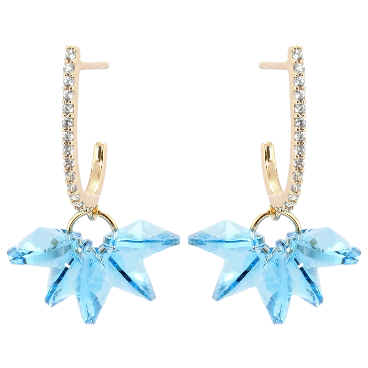 Сережки Xuping колір 18K з кристалами Swarovski пусети Підвіски з кристалами Aquamarine фото №18