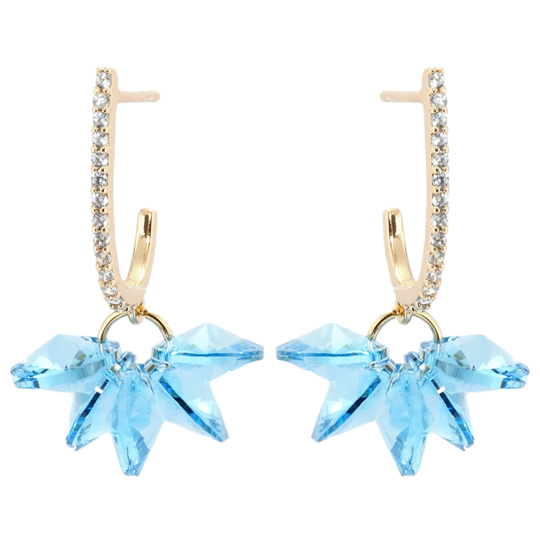 Сережки Xuping колір 18K з кристалами Swarovski пусети Підвіски з кристалами Aquamarine фото №4