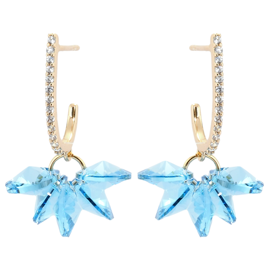 Сережки Xuping колір 18K з кристалами Swarovski пусети Підвіски з кристалами Aquamarine фото №1