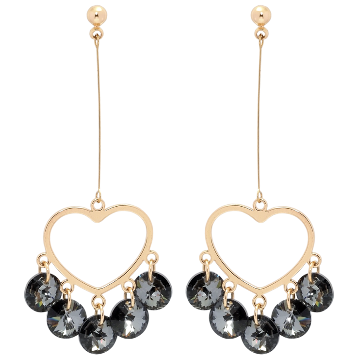 Сережки Xuping колір 18K з кристалами Swarovski пусети Підвіски серця з кристалами Graphite фото №16