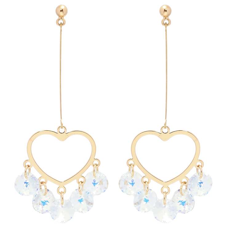 Сережки Xuping колір 18K з кристалами Swarovski пусети Підвіски серця з кристалами Shimmer фото №24