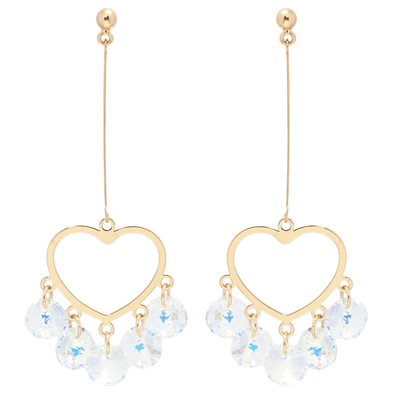 Сережки Xuping колір 18K з кристалами Swarovski пусети Підвіски серця з кристалами Shimmer фото №1