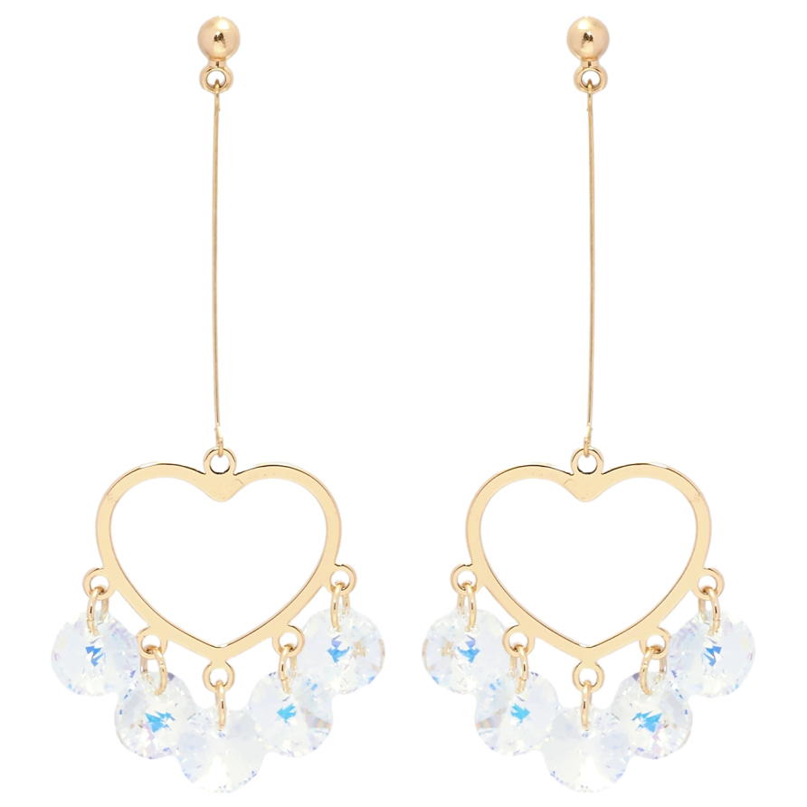 Сережки Xuping колір 18K з кристалами Swarovski пусети Підвіски серця з кристалами Shimmer фото №1