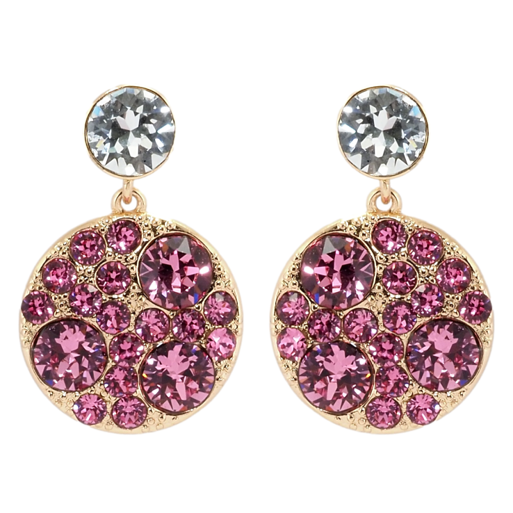 Сережки Xuping колір 18K з кристалами Swarovski пусети Круглі підвіски з кристалами Rose фото №20