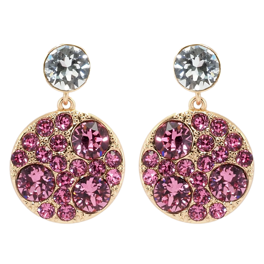 Сережки Xuping колір 18K з кристалами Swarovski пусети Круглі підвіски з кристалами Rose фото №1