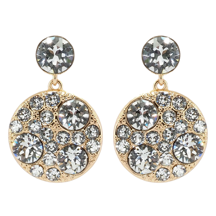 Сережки Xuping колір 18K з кристалами Swarovski пусети Круглі підвіски з кристалами Clear фото №10