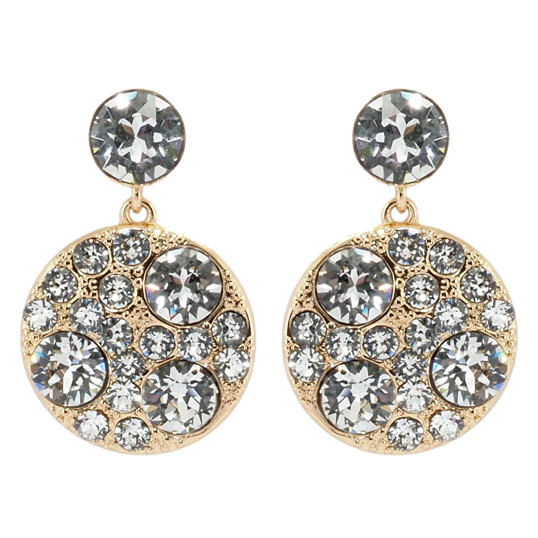 Сережки Xuping колір 18K з кристалами Swarovski пусети Круглі підвіски з кристалами Clear фото №1