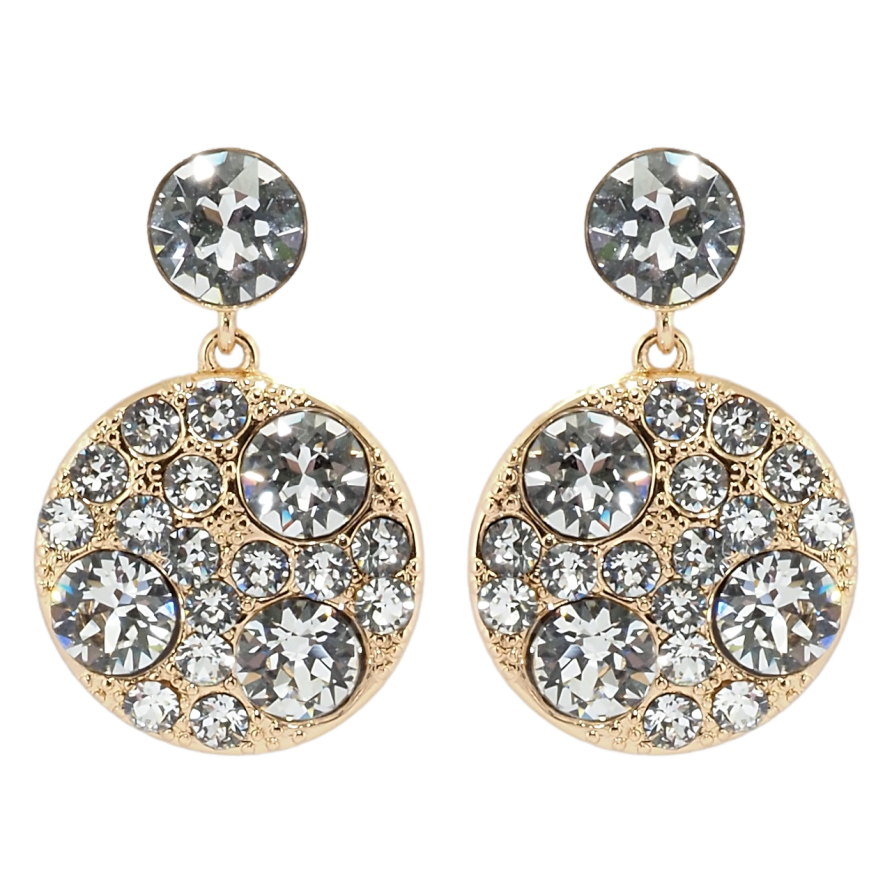 Сережки Xuping колір 18K з кристалами Swarovski пусети Круглі підвіски з кристалами Clear фото №1