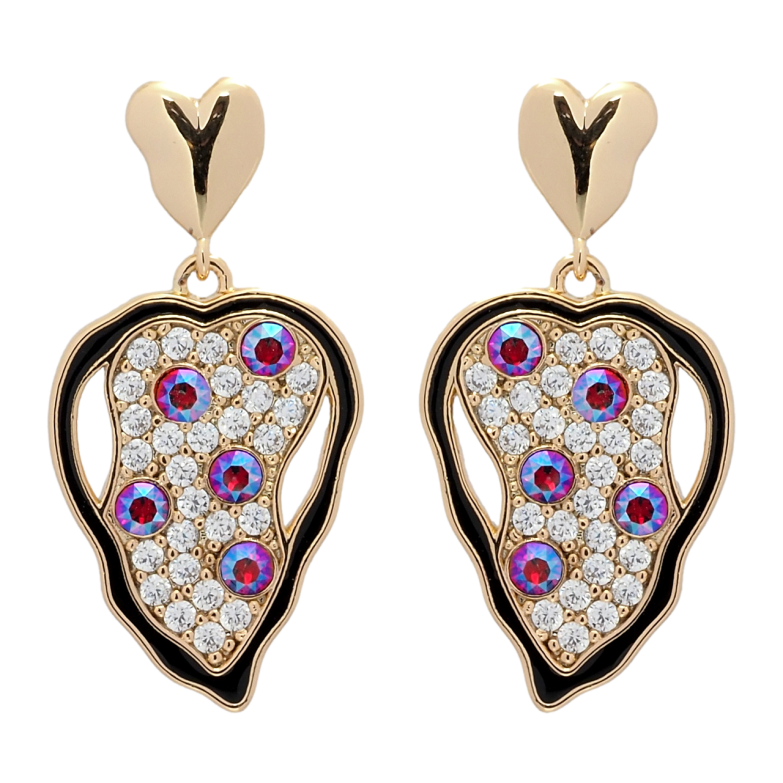 Сережки Xuping колір 18K з кристалами Swarovski пусети Сердечки з кристалами Fuchsia Shimmer фото №10