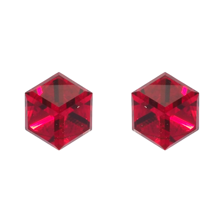 Сережки Xuping колір 18K з кристалами Swarovski пусети Кристальні кубики Light Siam 6х6мм фото №1