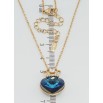 Кулон Xuping 18K с кр-ми Swarovski на цепочке Кристальное сердце Capri Blue с короной длина 40-45см х 1мм фото №2