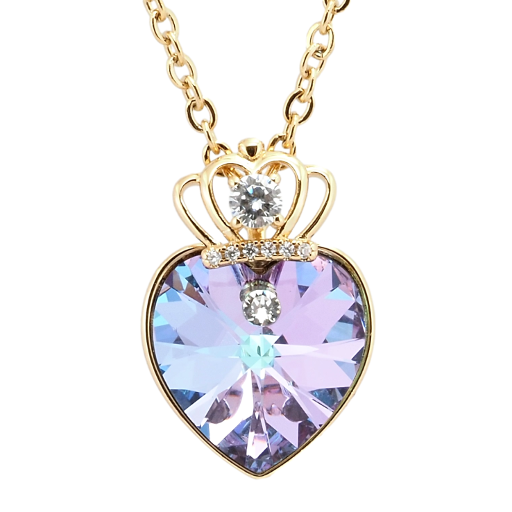 Кулон Xuping 18K з кр-ми Swarovski на ланцюжку Кристальне серце Paradise Shinе з короною довжина 40-45см х2мм фото №11