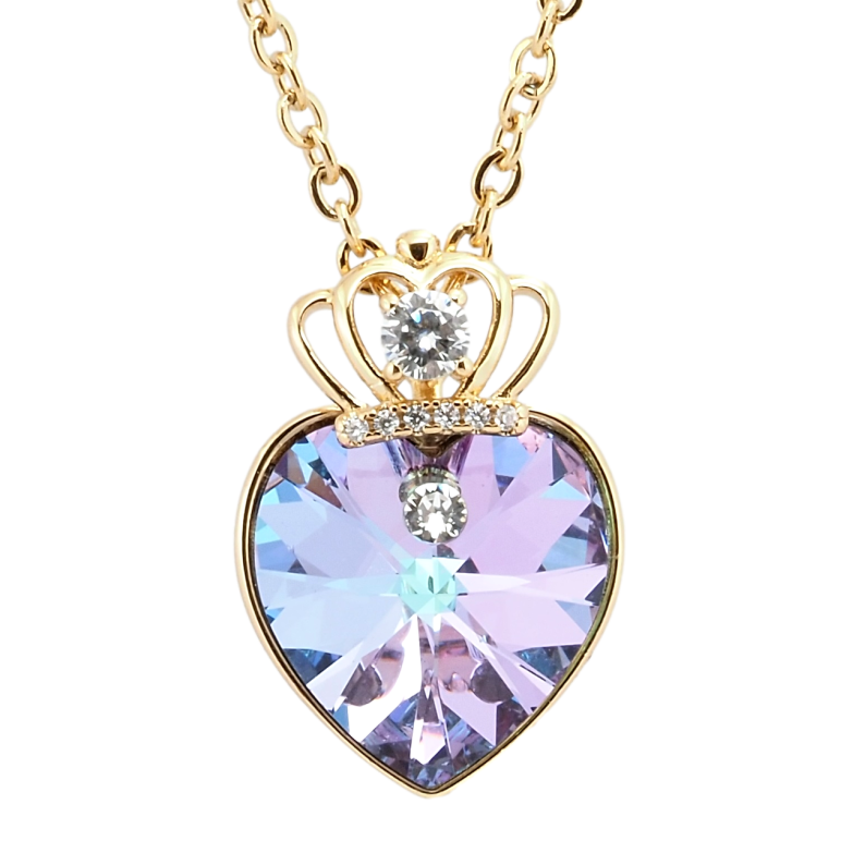 Кулон Xuping 18K з кр-ми Swarovski на ланцюжку Кристальне серце Paradise Shinе з короною довжина 40-45см х2мм фото №2