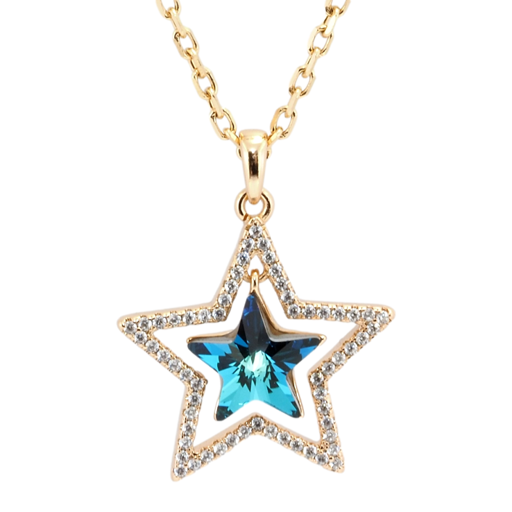 Кулон Xuping 18K с кр-ми Swarovski на цепочке Звезда с кристаллом Capri Blue длина 40-45см х 2мм фото №23