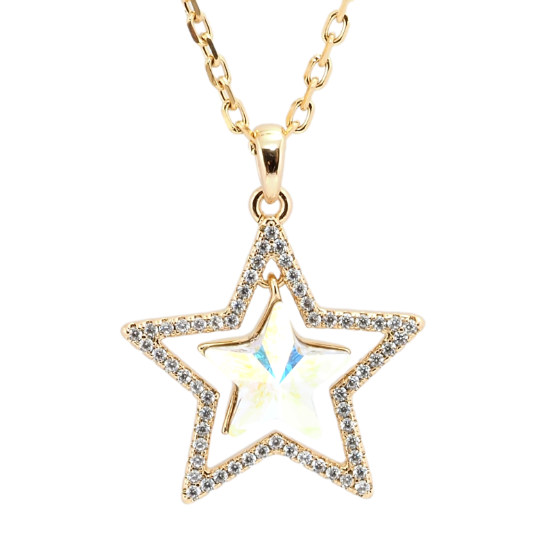 Кулон Xuping 18K с кр-ми Swarovski на цепочке Звезда с кристаллом АВ длина 41-46см х 2мм фото №1