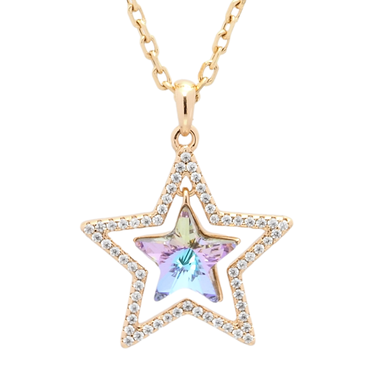 Кулон Xuping 18K с кр-ми Swarovski на цепочке Звезда с кристаллом Paradise Shine длина 40-45см х 2мм фото №3