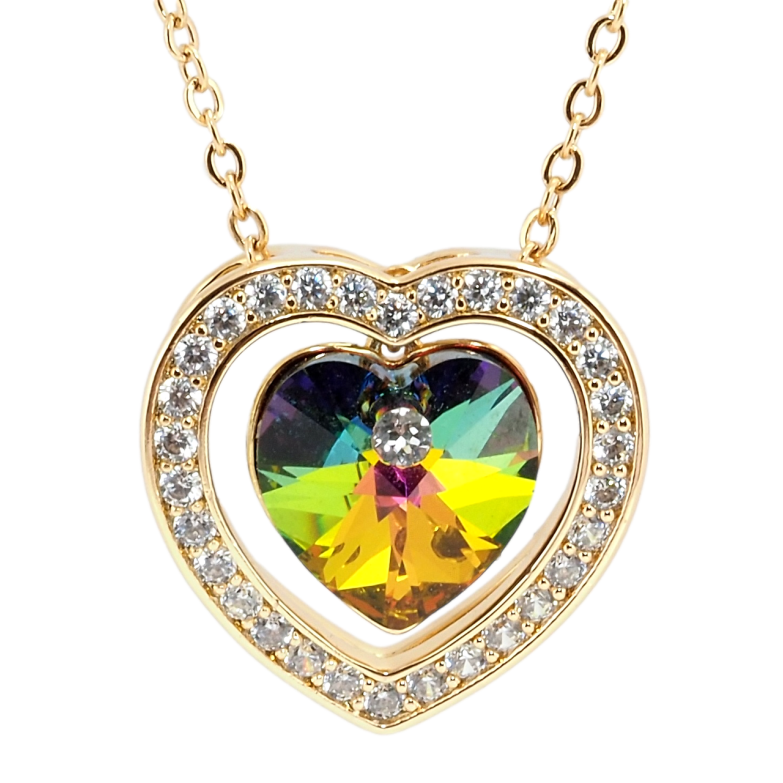 Кулон Xuping 18K з кр-ми Swarovski на ланцюжку Серце з кристалом Vitrail Medium довжина 40-46см х 1мм фото №1