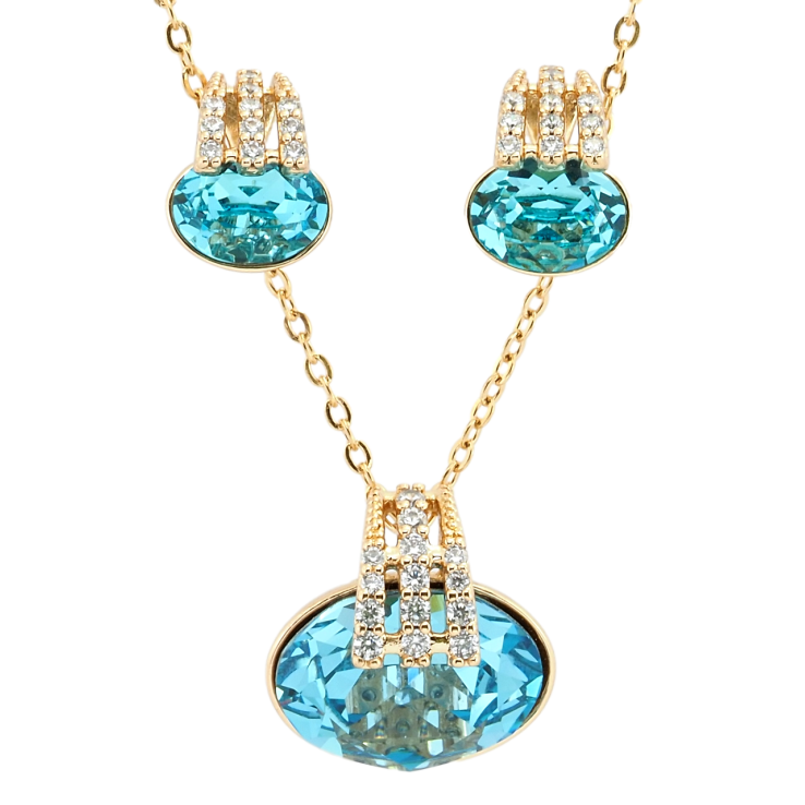 Набір Xuping колір 18K з кр-ми Swarovski Сережки Кулон на ланцюжку Кристали Light Turquois довжина 41-46см фото №9