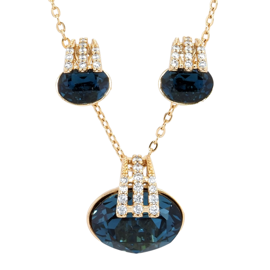 Набір Xuping колір 18K з кр-ми Swarovski Сережки Кулон на ланцюжку Кристали Montana довжина 41-46см х 1мм фото №1