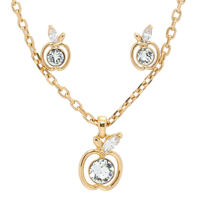 Набор Xuping цвет 18K с кр-ми Swarovski Серьги Кулон на цепочке Яблочки Clear длина 40-45см х 2мм фото №15