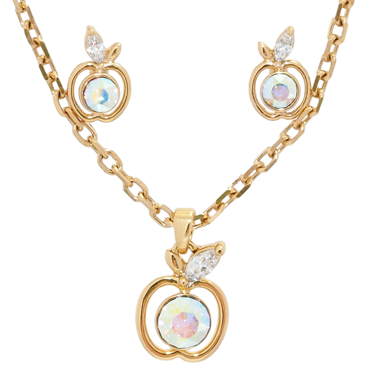 Набір Xuping колір 18K з кр-ми Swarovski Сережки Кулон на ланцюжку Яблука кристал АВ довжина 40-45см х 2мм фото №22