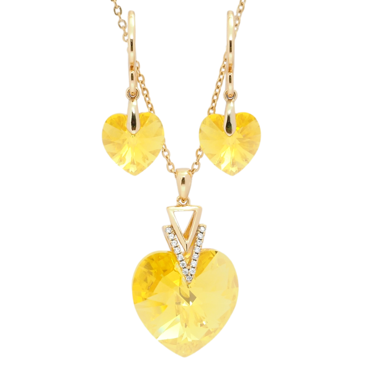 Набір Xuping колір 18K з кр-ми Swarovski Сережки Кулон на ланцюжку Серце Sunflower довжина 40-45см х 1мм фото №19