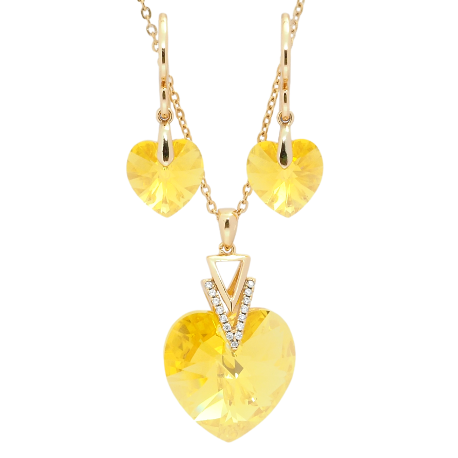 Набір Xuping колір 18K з кр-ми Swarovski Сережки Кулон на ланцюжку Серце Sunflower довжина 40-45см х 1мм фото №1