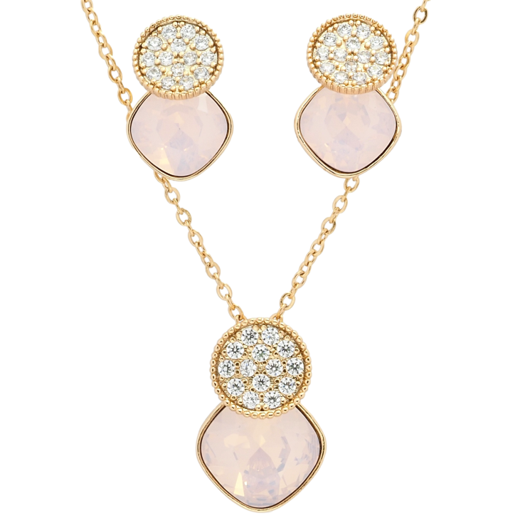 Набір Xuping колір 18K з кр-ми Swarovski Сережки Кулон на ланцюжку Кристали Pink Opal довжина 40-45см х 1мм фото №12