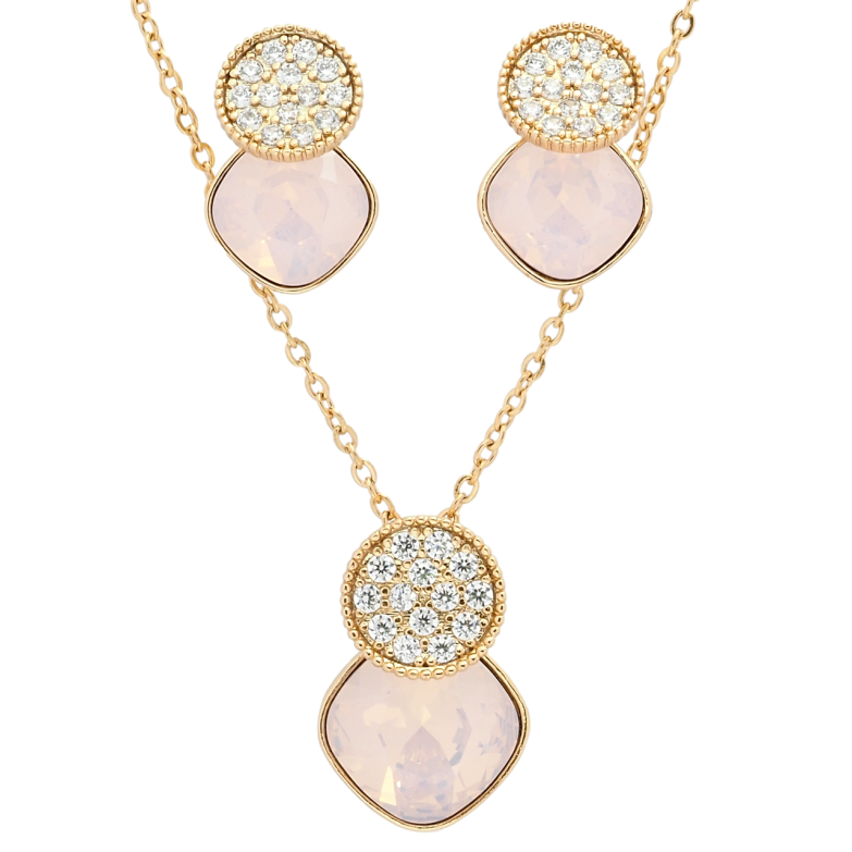 Набор Xuping цвет 18K с кр-ми Swarovski Серьги Кулон на цепочке Кристаллы Pink Opal длина 40-45см х 1мм фото №6