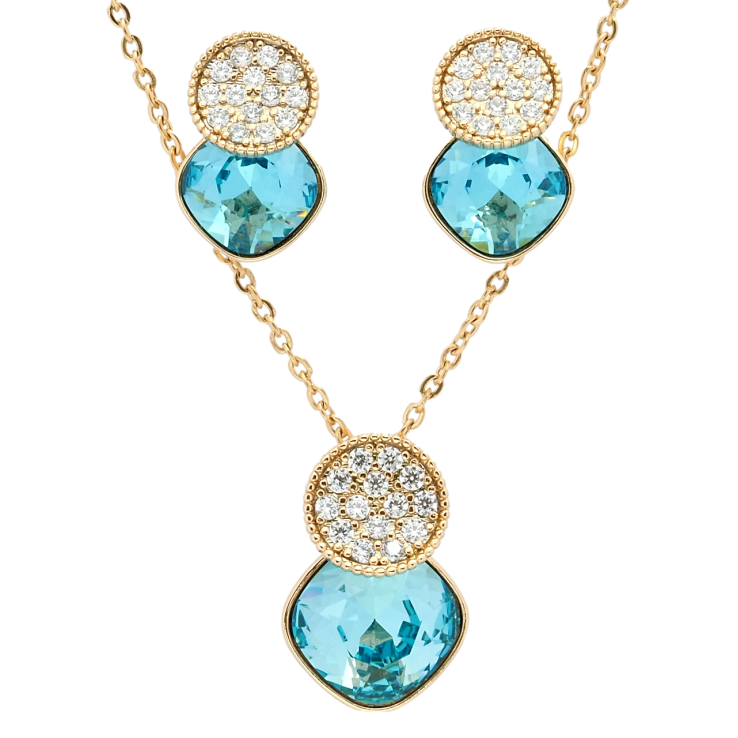 Набір Xuping колір 18K з кр-ми Swarovski Сережки Кулон на ланцюжку Кристали Turquoise довжина 40-45см х 1мм фото №21