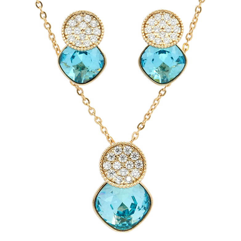 Набор Xuping цвет 18K с кр-ми Swarovski Серьги Кулон на цепочке Кристаллы Turquoise длина 40-45см х 1мм фото №4