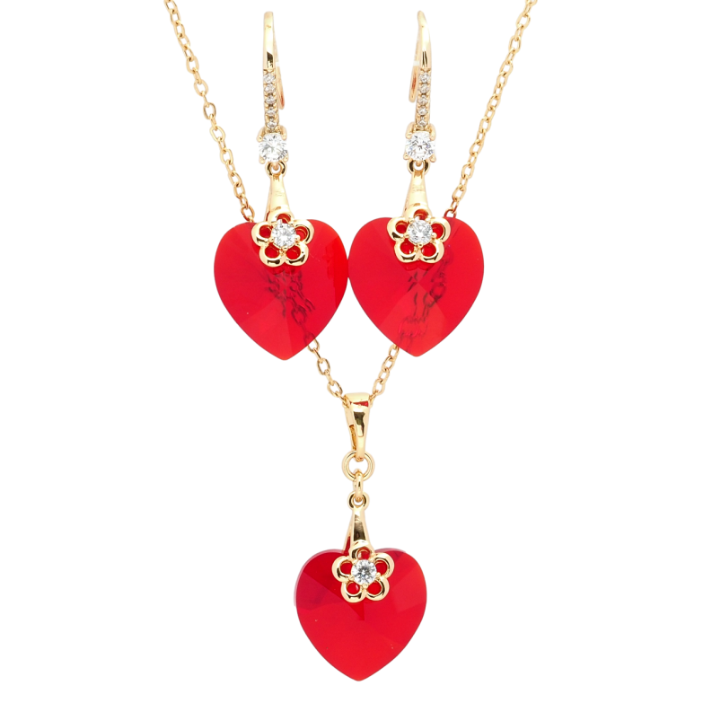 Набор Xuping цвет 18K с кр-ми Swarovski Серьги Кулон на цепочке Сердечки Light Siam длина 40-45см фото №12